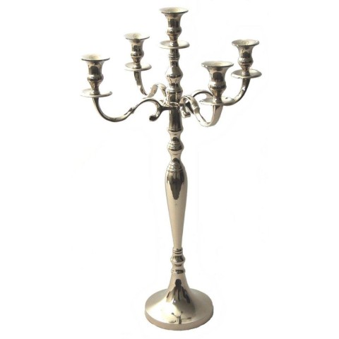 CANDELABRO 5 FIAMME H75CM ALLUMINIO